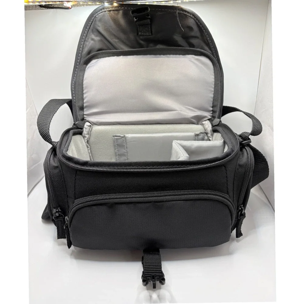Sony Camera Shoulder Bag Black Nylon Padded Case with Adjustable Dividers